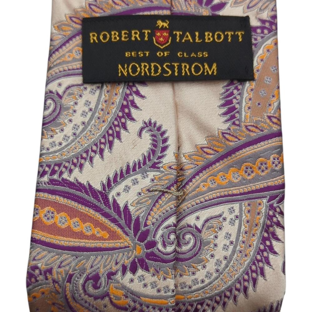 Robert Talbott Silk Tie‎ Paisley Cream Best Of Class Nordstrom 60.75"x3.25" USA - Picture 5 of 9